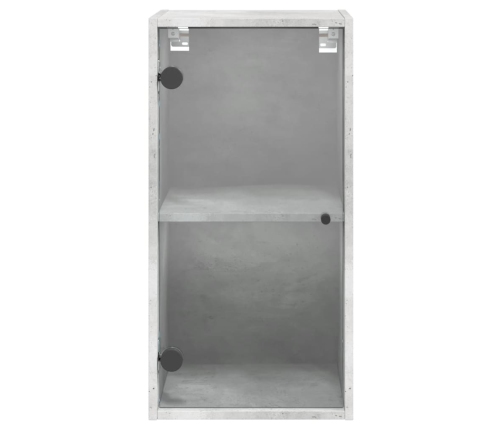 Mueble de pared puertas de vidrio gris hormigón 35x37x68,5 cm