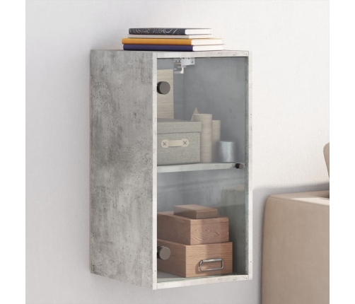 Mueble de pared puertas de vidrio gris hormigón 35x37x68,5 cm