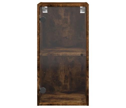 Mueble de pared puertas de vidrio roble ahumado 35x37x68,5 cm