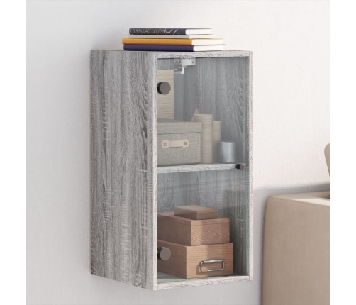 Mueble de pared puertas de vidrio gris Sonoma 35x37x68,5 cm