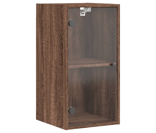 Mueble de pared puertas de vidrio marrón roble 35x37x68,5 cm