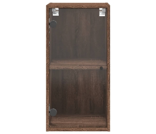 Mueble de pared puertas de vidrio marrón roble 35x37x68,5 cm