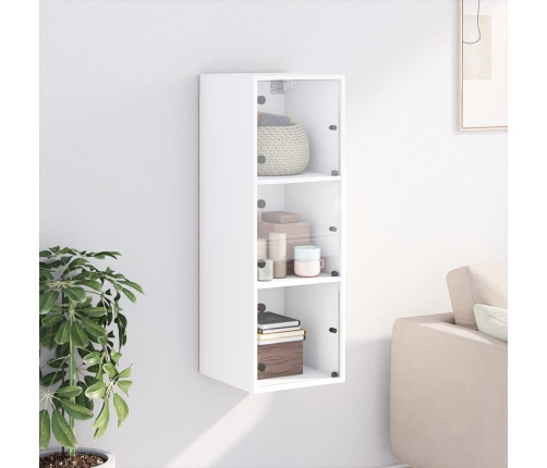 Mueble de pared con puertas de vidrio blanco 35x37x100 cm