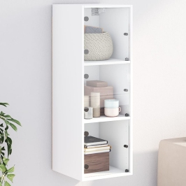 Mueble de pared con puertas de vidrio blanco 35x37x100 cm