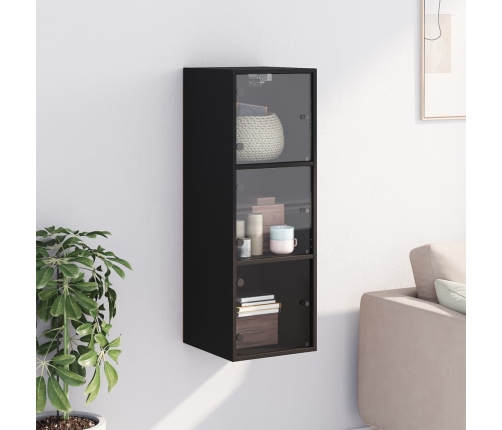 Mueble de pared con puertas de vidrio negro 35x37x100 cm