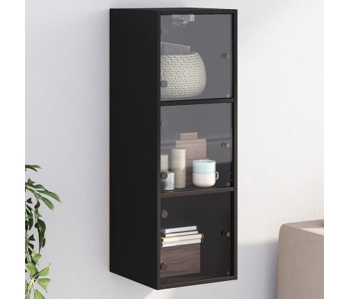 Mueble de pared con puertas de vidrio negro 35x37x100 cm