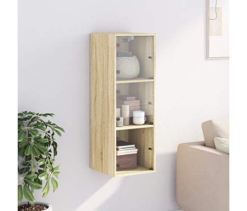 Mueble de pared puertas de vidrio roble Sonoma 35x37x100 cm