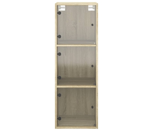 Mueble de pared puertas de vidrio roble Sonoma 35x37x100 cm