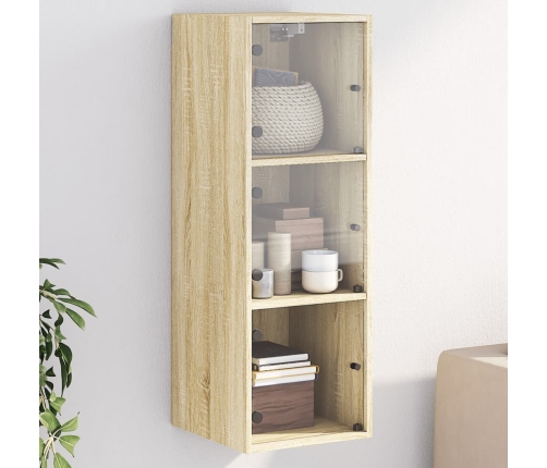 Mueble de pared puertas de vidrio roble Sonoma 35x37x100 cm