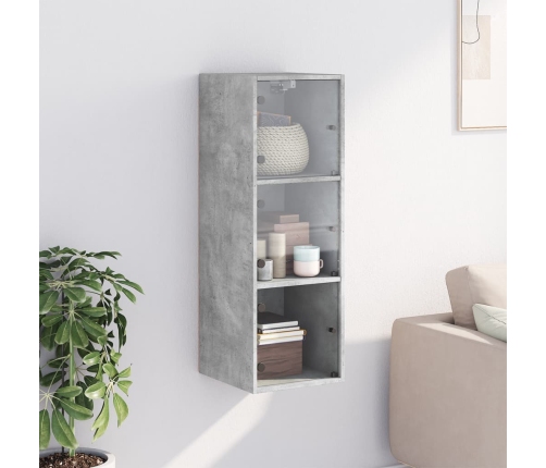 Mueble de pared puertas de vidrio gris hormigón 35x37x100 cm