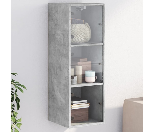 Mueble de pared puertas de vidrio gris hormigón 35x37x100 cm