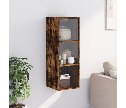 Mueble de pared puertas de vidrio roble ahumado 35x37x100 cm