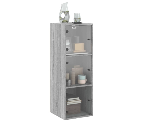 Mueble de pared puertas de vidrio gris Sonoma 35x37x100 cm