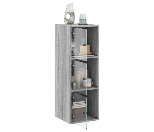 Mueble de pared puertas de vidrio gris Sonoma 35x37x100 cm