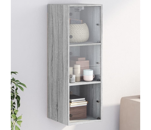 Mueble de pared puertas de vidrio gris Sonoma 35x37x100 cm