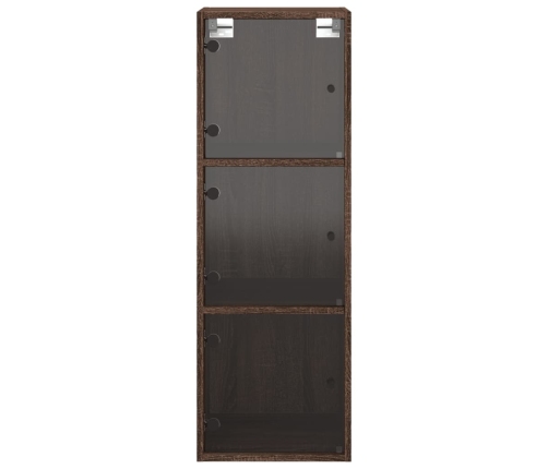 Mueble de pared puertas de vidrio marrón roble 35x37x100 cm