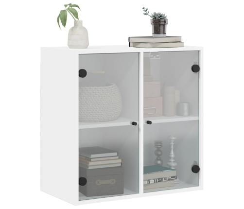 Mueble de pared con puertas de vidrio blanco 68x37x68,5 cm