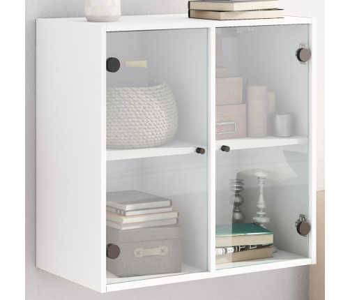 Mueble de pared con puertas de vidrio blanco 68x37x68,5 cm