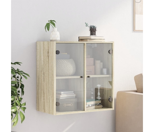 Mueble de pared puertas de vidrio roble Sonoma 68x37x68,5 cm