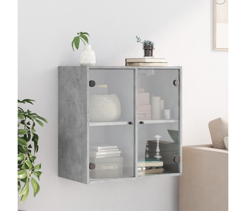 Mueble de pared puertas de vidrio gris hormigón 68x37x68,5 cm