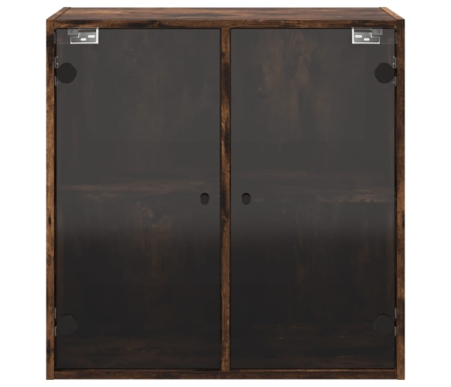 Mueble de pared puertas de vidrio roble ahumado 68x37x68,5 cm