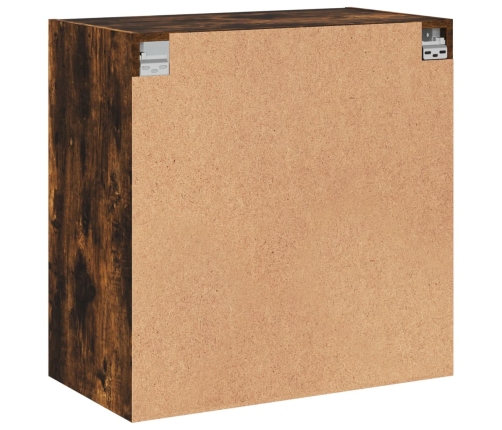 Mueble de pared puertas de vidrio roble ahumado 68x37x68,5 cm