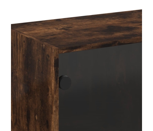 Mueble de pared puertas de vidrio roble ahumado 68x37x68,5 cm