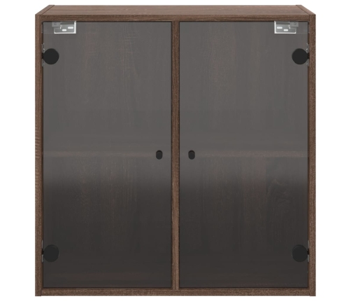 Mueble de pared puertas de vidrio marrón roble 68x37x68,5 cm