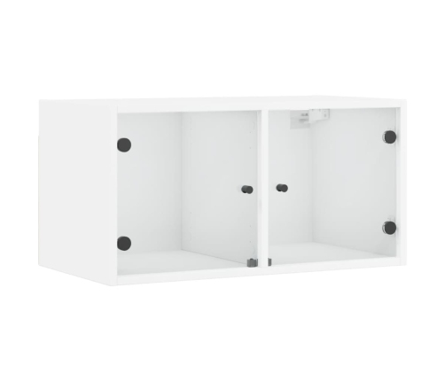 Mueble de pared con puertas de vidrio blanco 68,5x37x35 cm