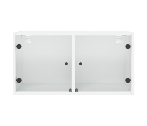 Mueble de pared con puertas de vidrio blanco 68,5x37x35 cm