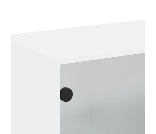 Mueble de pared con puertas de vidrio blanco 68,5x37x35 cm