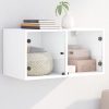 Mueble de pared con puertas de vidrio blanco 68,5x37x35 cm