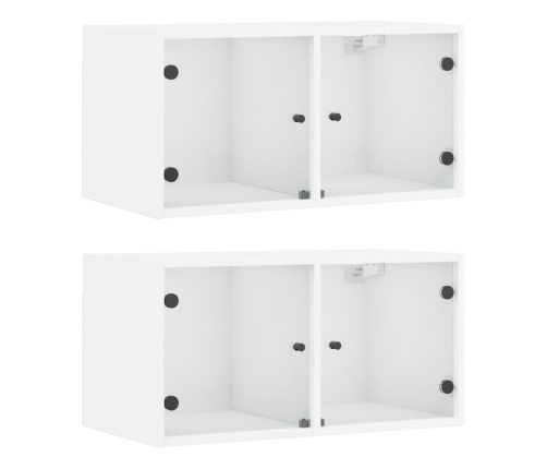 Mueble pared con puertas de vidrio 2 uds blanco 68,5x37x35 cm