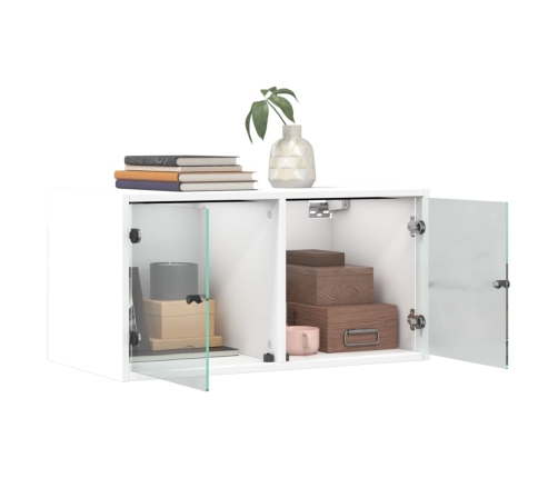 Mueble pared con puertas de vidrio 2 uds blanco 68,5x37x35 cm