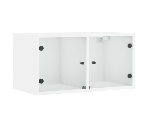 Mueble pared con puertas de vidrio 2 uds blanco 68,5x37x35 cm