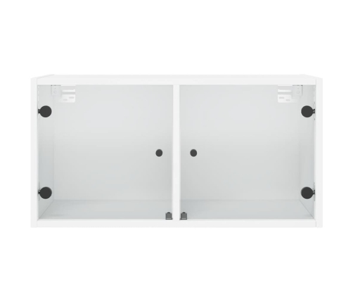 Mueble pared con puertas de vidrio 2 uds blanco 68,5x37x35 cm