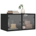 Mueble de pared con puertas de vidrio negro 68,5x37x35 cm