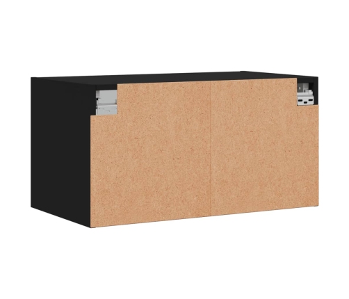 Mueble de pared con puertas de vidrio negro 68,5x37x35 cm