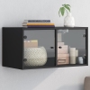 Mueble de pared con puertas de vidrio negro 68,5x37x35 cm