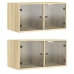 Mueble pared puertas de vidrio 2 uds roble Sonoma 68,5x37x35 cm