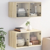 Mueble pared puertas de vidrio 2 uds roble Sonoma 68,5x37x35 cm