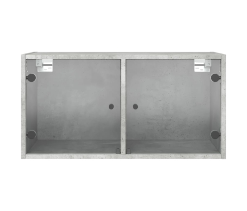 Mueble de pared puertas de vidrio gris hormigón 68,5x37x35 cm