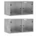 Mueble pared puertas vidrio 2 uds gris hormigón 68,5x37x35 cm