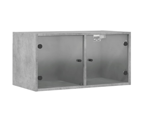 Mueble pared puertas vidrio 2 uds gris hormigón 68,5x37x35 cm