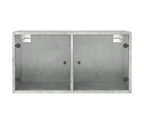 Mueble pared puertas vidrio 2 uds gris hormigón 68,5x37x35 cm