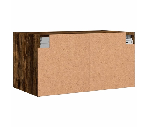 Mueble de pared puertas de vidrio roble ahumado 68,5x37x35 cm