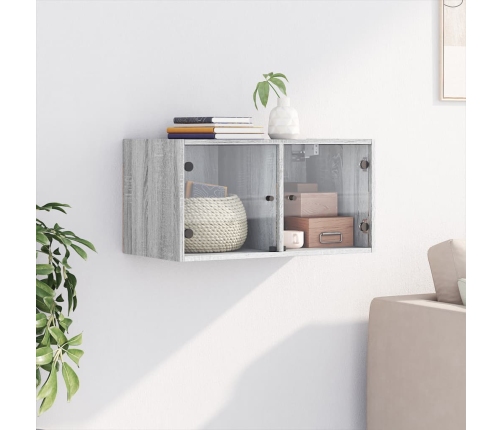 Mueble de pared puertas de vidrio gris Sonoma 68,5x37x35 cm