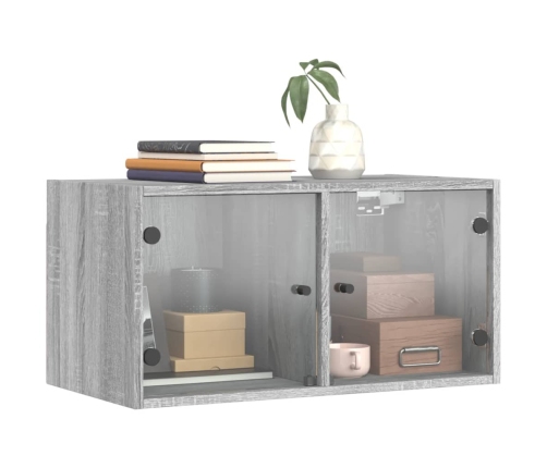 Mueble de pared puertas de vidrio gris Sonoma 68,5x37x35 cm