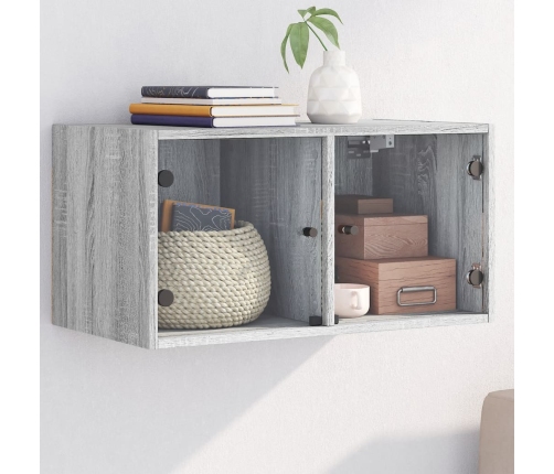 Mueble de pared puertas de vidrio gris Sonoma 68,5x37x35 cm