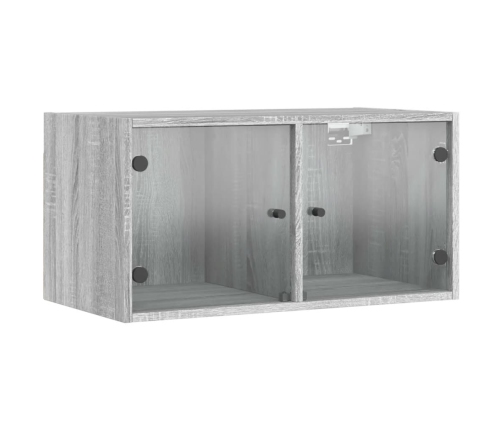 Mueble pared puertas de vidrio 2 uds gris Sonoma 68,5x37x35 cm